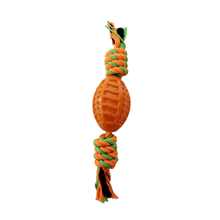Toy de cuerda de algodón de fútbol de fútbol de rugby naranja