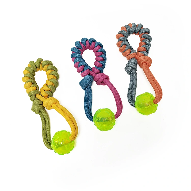 Juguete para perros de cuerda con pelota TPR